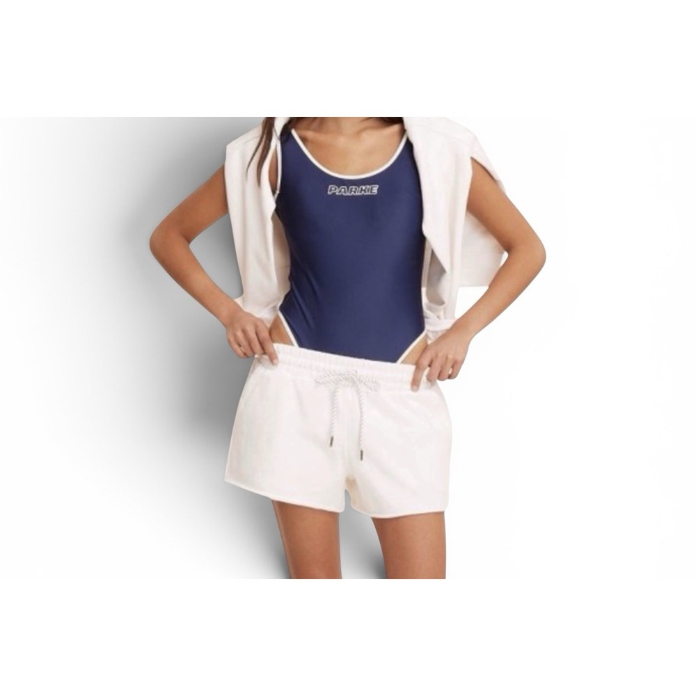 Parke‎ x Target Mid-Rise Pull On Sweatshorts Women's Small White Pockets NWOT